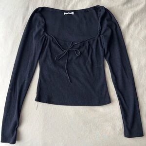 Backyard Roses Black Long Sleeve Top